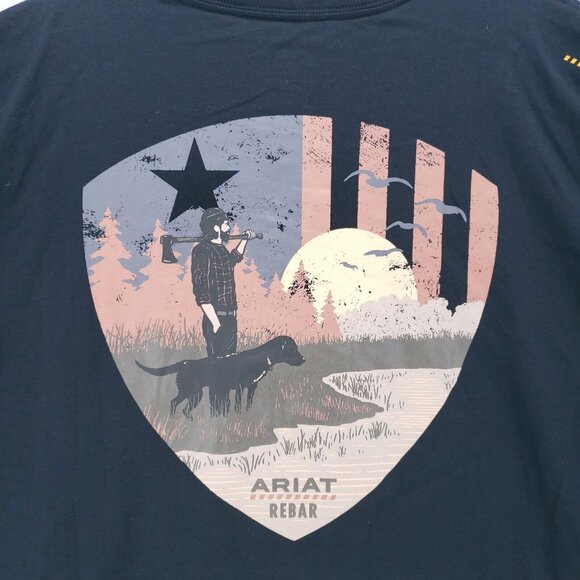 ARIAT Rebar Workman Graphic Short Sleeve T-Shirt Working Dog BLACK XL XXL - Picture 2 of 9